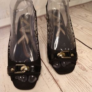 ANN KLEIN SPORT BLACK WEDGE SLINGBACK -6